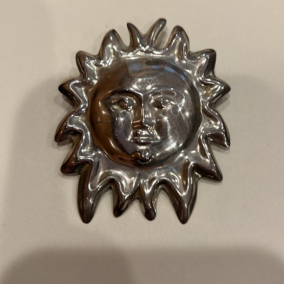 Genuine Vintage Sterling Silver SUN Face Pendant/ Brooch 925 Mexico - Picture 12 of 12